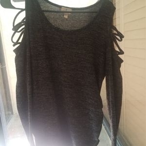 Dark gray long sleeve shoulder cutout